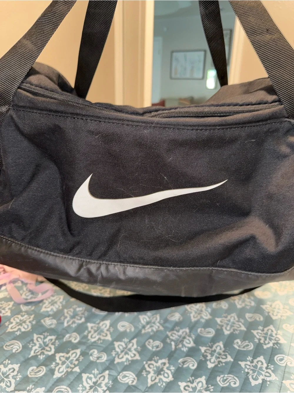 Nike Black Duffel with White Swoosh